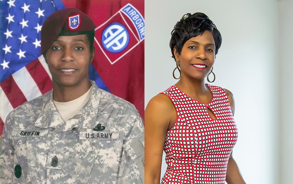 Tonya Oxendine, Warrior Speak® Spokesperson, during and after her service in the U.S. Army.